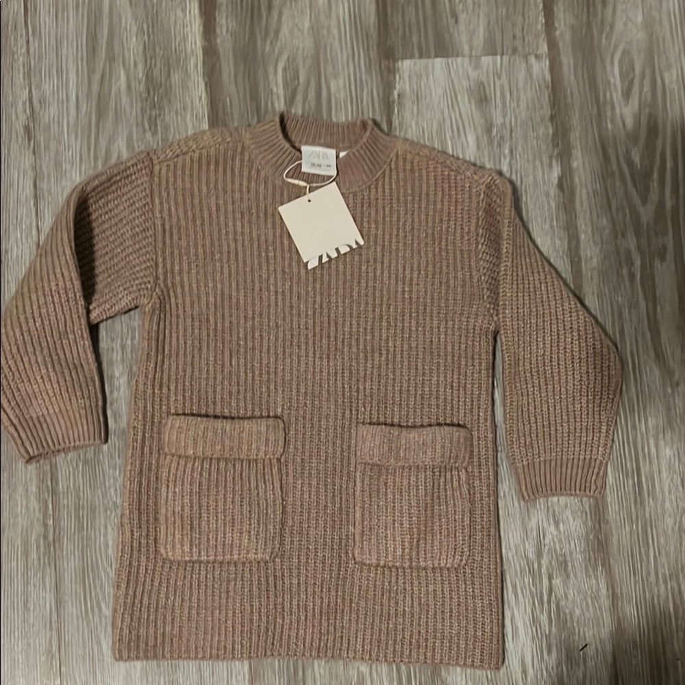 Brown Ribbed Sweater Dress